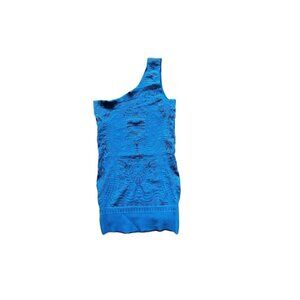 FREE PEOPLE INTIMATELY ONE SHOULDER BLUE TEXTURED PAISLEY, BOHO, SMALL